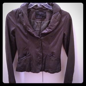 ALL SAINTS Grey Leather Jacket